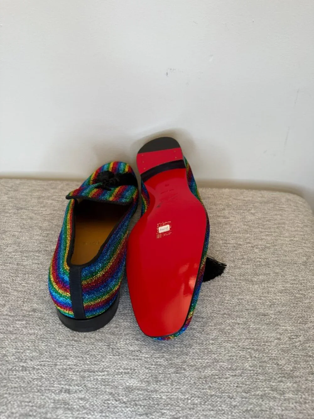 Christian Louboutin Glitter Men's Tassel Serge Officialito Flat Loafer Multi-Col